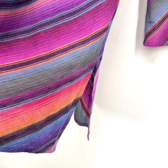 Coldwater Creek 100% LINEN Womens Size Small Aztec Pink Blouse Shirt Top V Neck - Picture 5 of 9